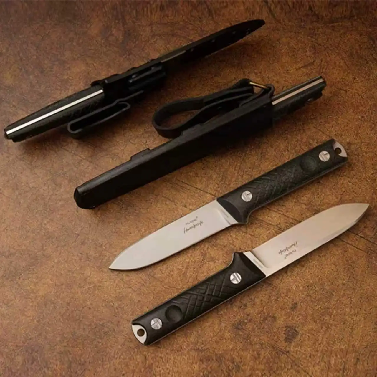 DC53 Fixed Knife 60-62HRC, Outdoor Camping Bushcraft Tool, Black Micarta Handle, K Sheath, Fire Starter, Gift Box view 5