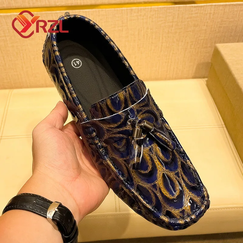 YRZL Black Loafers Men Comfort Moccasins High Quality Tassel Handmade PU Leather Shoes Men Flat Slip on Driving Loafers for Men