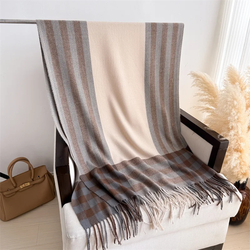 أوروبا أمريكا الخريف الشتاء تنوعا شرابة وشاح للرجال النساء الكلاسيكية منقوشة رشاقته الكشمير التفاف الأوشحة في الهواء الطلق Bufandas