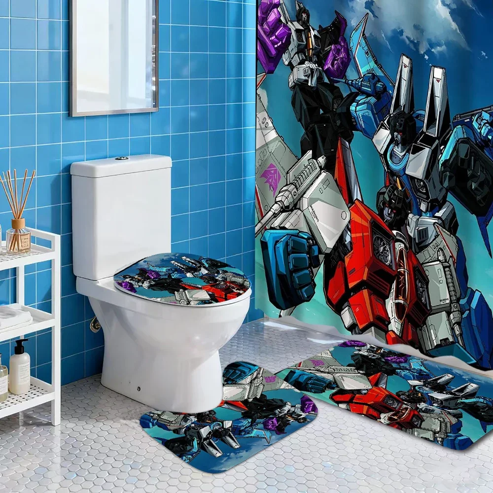 

Робот Transforme Pattern Занавеска для душа Наборы для ванной Нескользящий коврик для ванной комнаты Туалет U с 12 крючками Декор и аксессуары для ванной комнаты