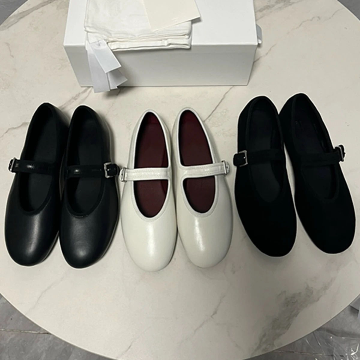 

Jenny&Dave Vintage Mary Jane Shoes Genuine Leather Loafers Shoes Women Nordic Minimalist Leisure Commuting Flat Shoes