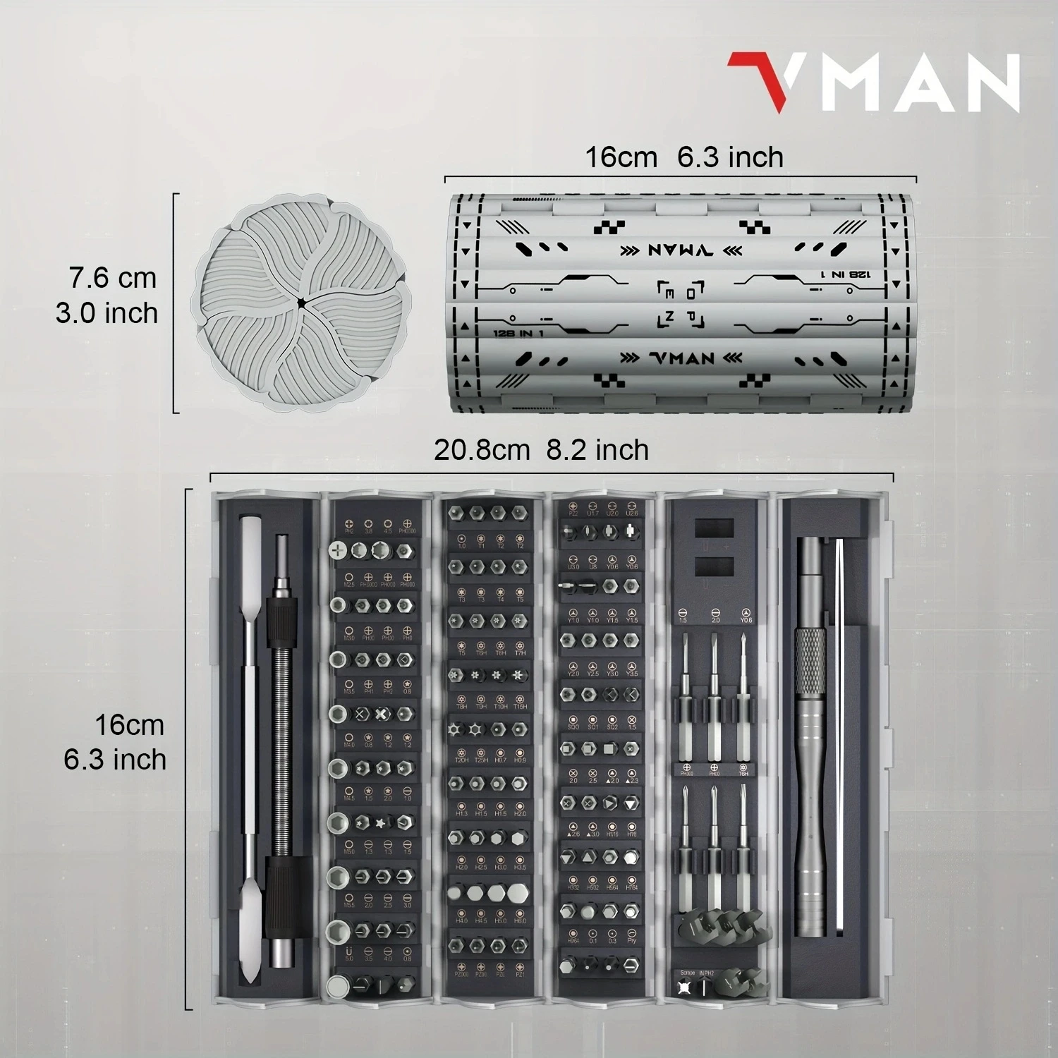 Chave de fenda ajustada apropriada para computadores, telefones, câmeras, DIY, manual, 122 chave de fenda bit, 128 em 1 lata como um presente