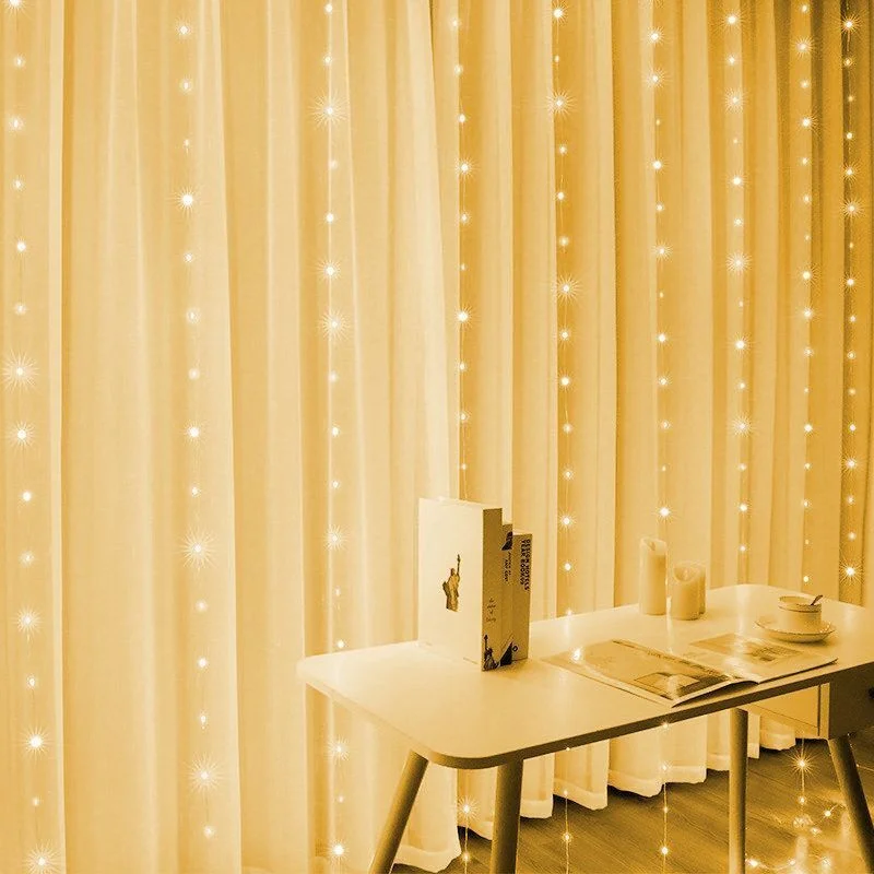 سلسلة أضواء ستارة طاقة USB مع جهاز تحكم عن بعد ، أضواء LED خرافية ، قلادة شجرة عيد الميلاد ، ديكورات غرفة نوم المنزل ، 3 م × 6 م ، 3 م ، 2 م ، 1 م