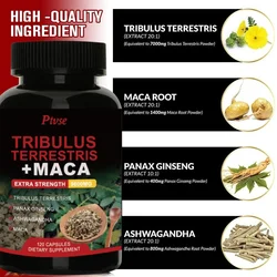 Tribulus Terrestris Capsules, with Ashwagndha, Panax Ginseng,  Maca, Boost Energy, Mood, Stamina & Performance, for Men & Women