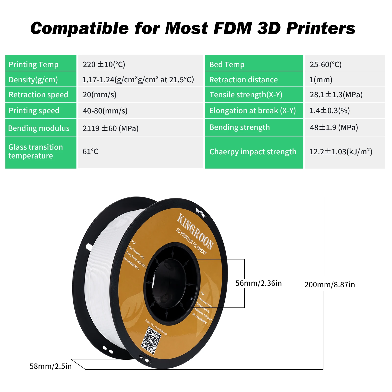 Imagem -05 - Pla 3d Printer Branco Filamento com Combinações de Quantidade Múltiplas 1.75 mm Precisão Dimensional Mais 0.03 mm 1kg Spool 2.2lbs