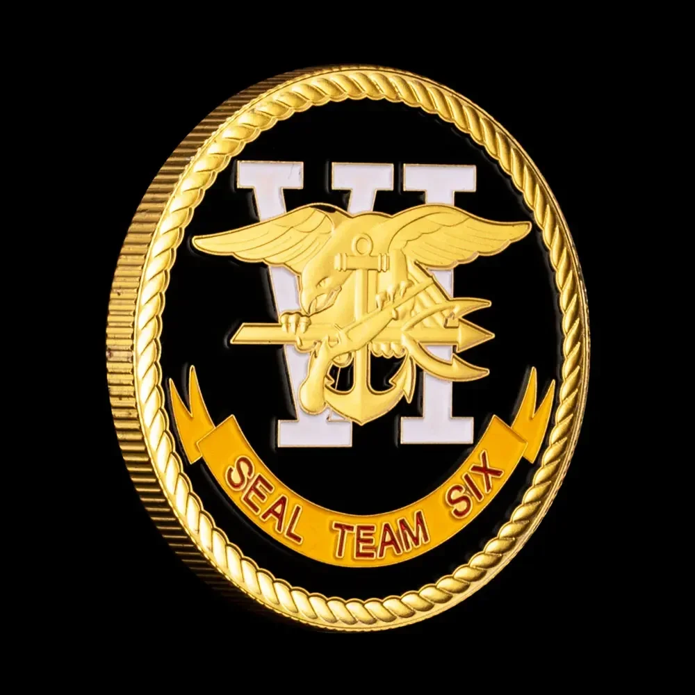 Seal Team Six Naval Special Warfare Development Group Golden Plated Challenge Coin Colorized Art Gift Commemorative Coins