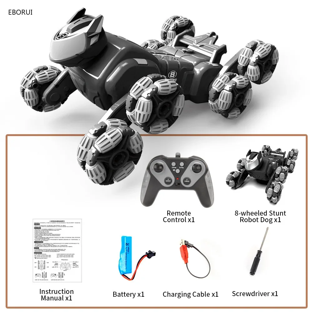 JJRC Q190 RC Auto Robot Dog 2.4Ghz 4WD Gesto Rilevamento Spray Musica Luce Stunt Auto telecomandata Controllo fuoristrada Regali per i bambini