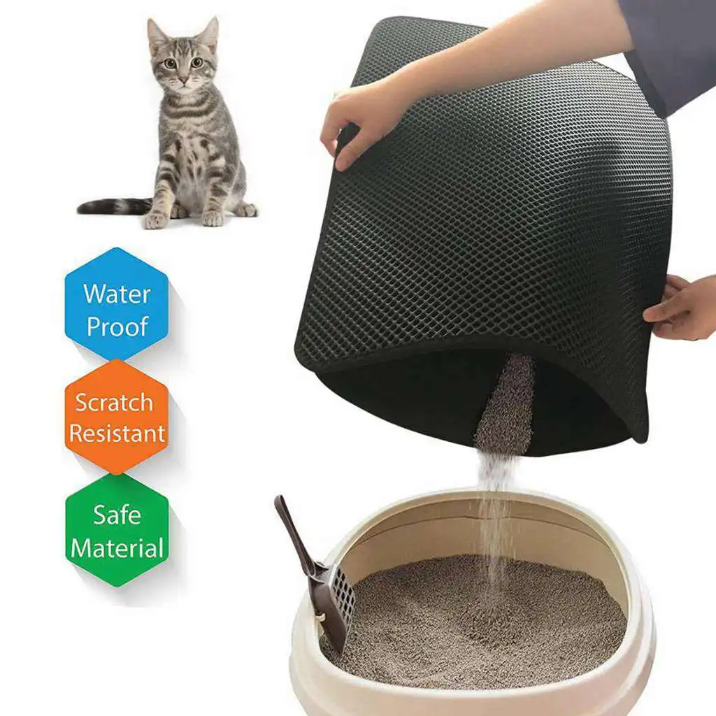 Waterproof Pet Cat Litter Mat Double Layer Pet Litter Box Mat Non-slip Sand Cat Pad Washable Bed Mat Clean Pad Products