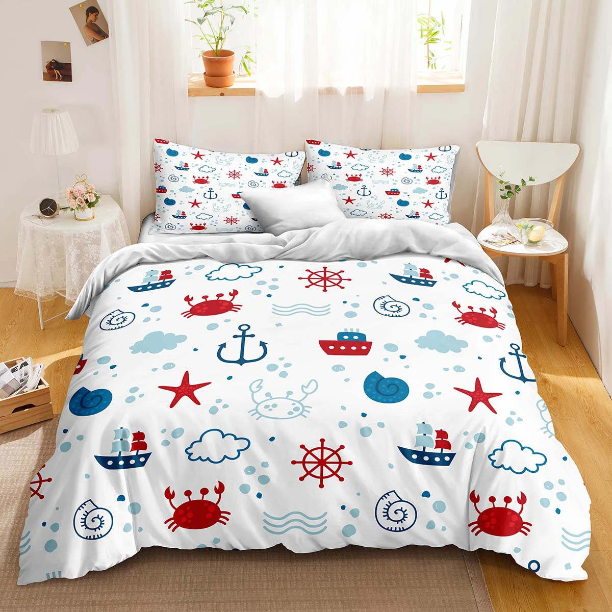 

Ocean Duvet Cover Set Ocean Bedding Set Girls Boys Cartoon Cute Sea Life Bedding All Size Dropshipper Bedding Set