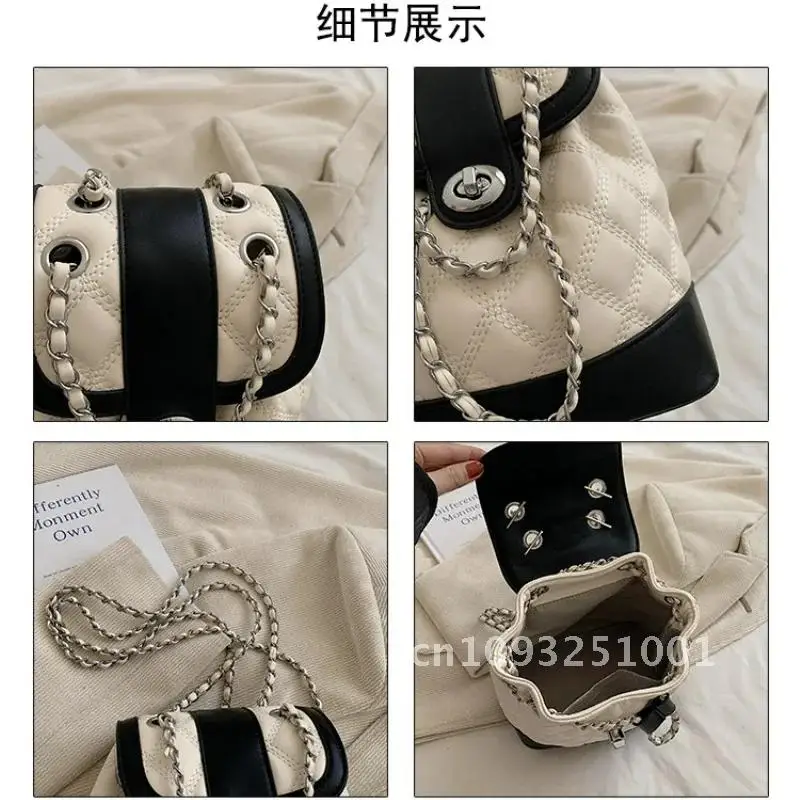 Zaino coreano per donna Borsa a tracolla a catena in pelle PU Studente Para Zaino Zaino casual Mujer Mochilas Moda da viaggio