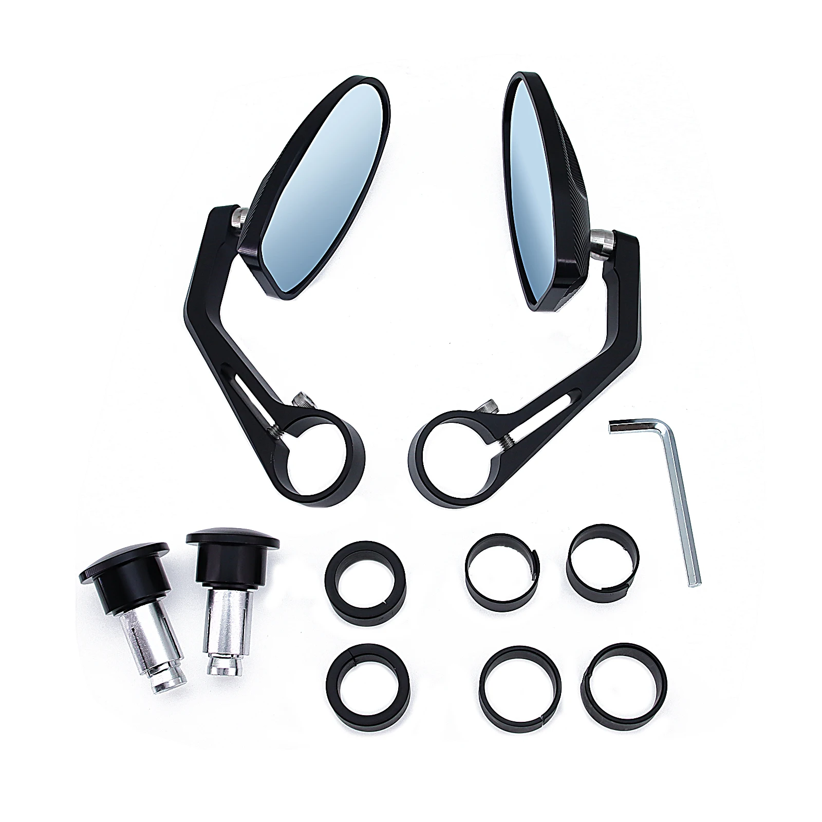 QC 2 قطعة مرآة مقبض مناسبة لعرض المقبض 17 مللي متر دراجة نارية مرآة الرؤية الخلفية دراجة نارية اكسسوارات عالمية الديكور #3