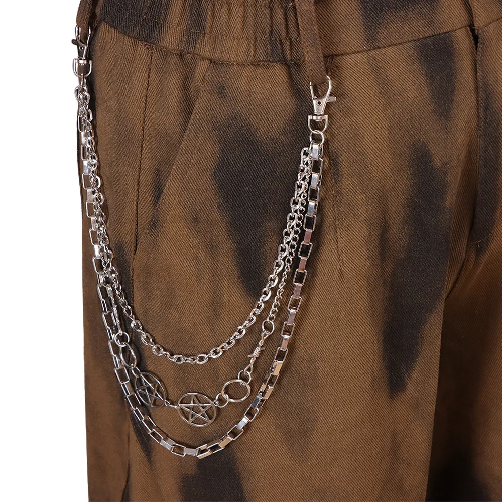 Hexagram Star Multi‑Layer Pants Chain Unisex Metal Waist Chain Y2K Punk Hip Hop Jeans Hanging Fashion Clothing Ornament