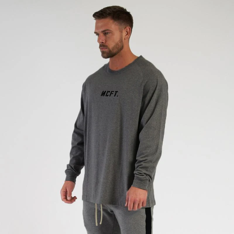 

Мужская дышащая свободная хлопковая футболка с длинными рукавами большого размера для фитнеса, удобная хлопковая футболка для тренировок в тренажерном зале, бодибилдинга, спортивная рубашка с мышцами