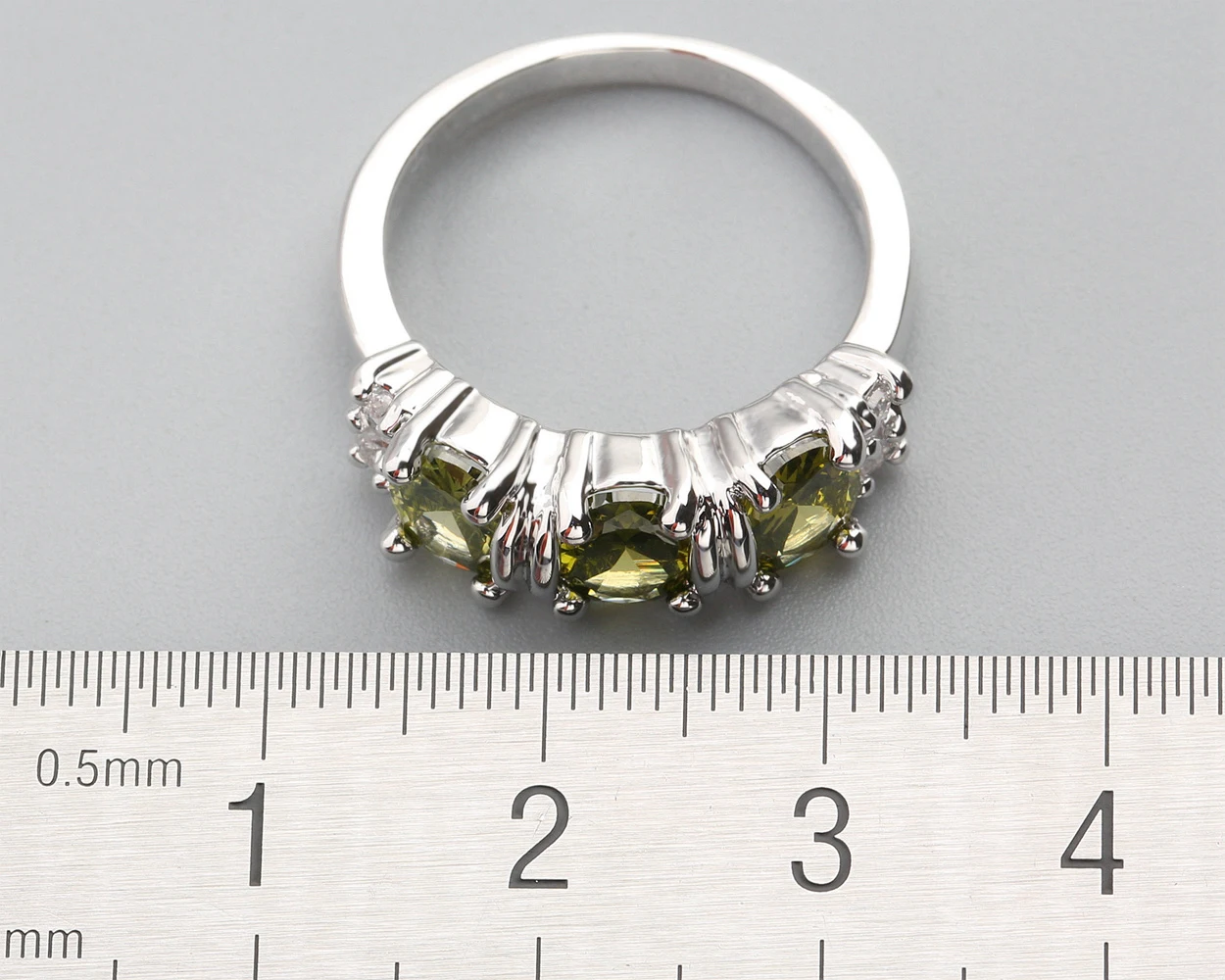 5*7mm Olivine Peridot 925 Sterling Silver GemStone Ring Size6-9 Q0001