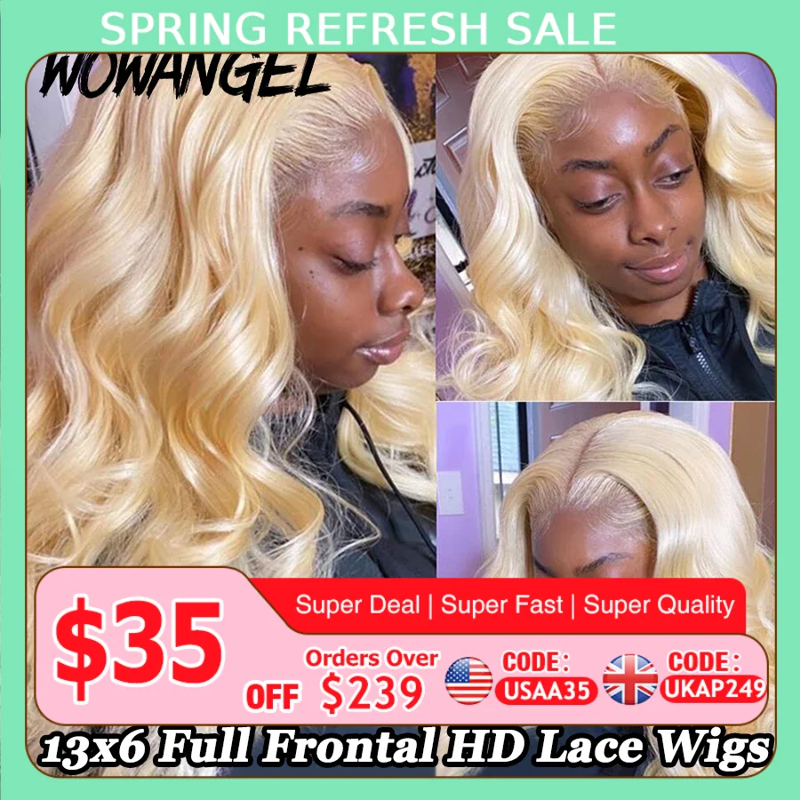 

32inch 250% 13x6 HD Lace Frontal Wigs Melt Skins Natural Scalp 613 Blonde Body Wave Wig HD Lace Closure Человеческие волосы Парики Glueless