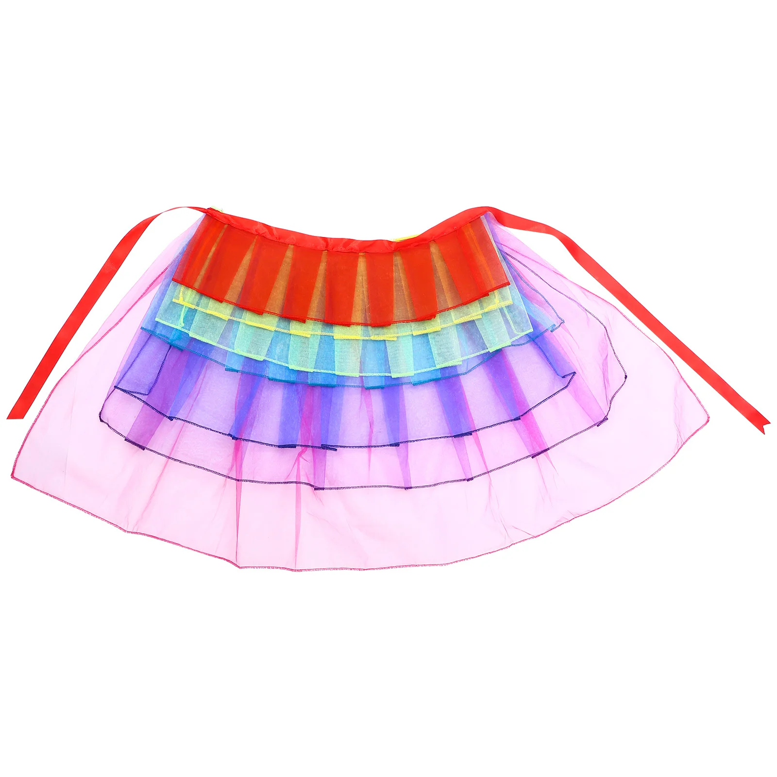 กระโปรงสายรุ้งหลากสีตาข่ายผู้หญิง กระโปรงมินิเดรสผ้าทูลหลายชั้น ฟรีไซส์ สำหรับการแสดง งานปาร์ตี้ คอสเพลย์ กระโปรงบัลเลต์