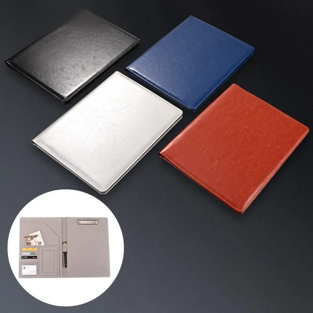 Multifunctional A4 Conference Folder Vintage Portable Contract File Folders File Storage Writing Pads Document Organizer Resume