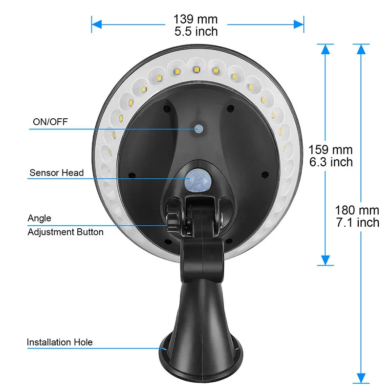 360 درجة مضيئة في الهواء الطلق الشمسية الجدار الخفيفة UFO تعمل بالطاقة الشمسية بوابة PIR الاستشعار مصباح الحديقة فناء التعريفي مصباح الشارع