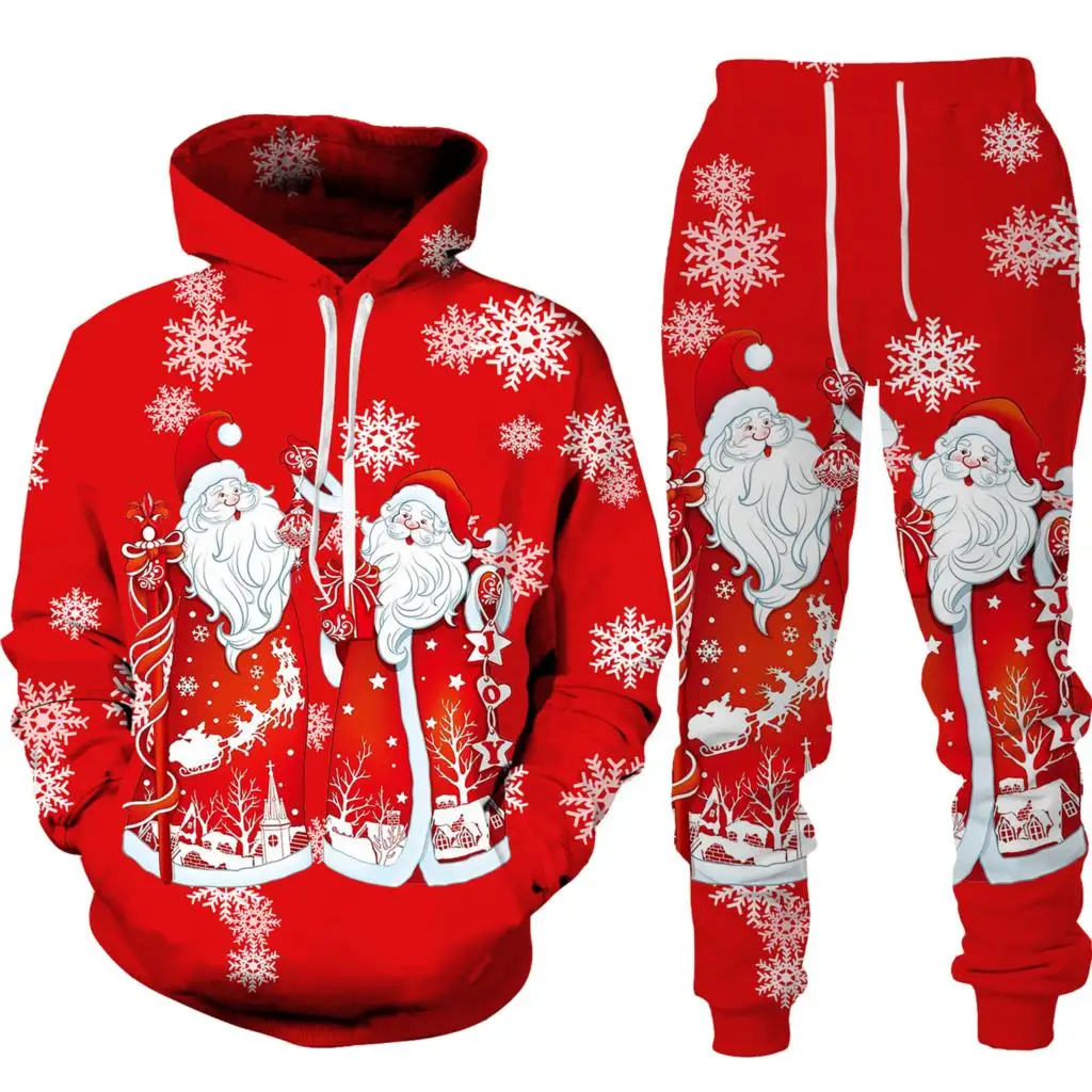 

Christmas Santa Claus Autumn Winter 3D Printed Men Women Tracksuit Set Casual Hoodie And Pants 2pcs Sets Fashion Unisex Clothing