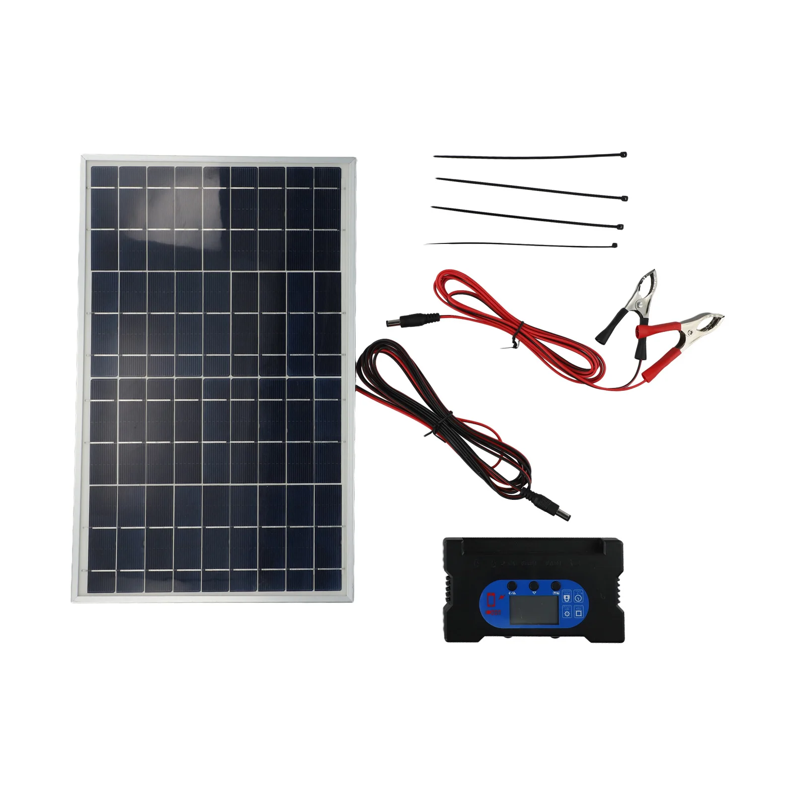 Efficient Energy Solution 10W Solar Panel Kit with Controller and Crocodile Clips IP65 Rated for Harsh Weather Use