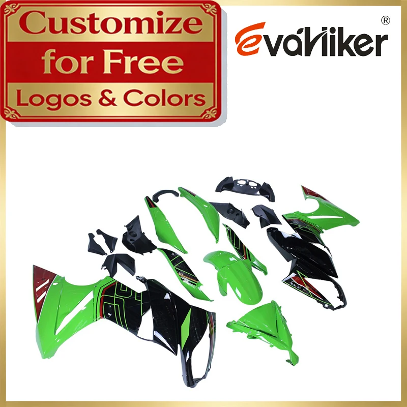 

Комплект обтекателей из ABS-пластика для Kawasaki 650R ER-6F 2009 2010 2011, зеленый с черным, ER6F 09 10 11, комплект обтекателей для мотоцикла, доступна графика