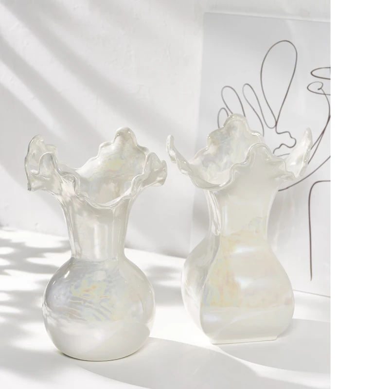 

Ceramic vase - Ins Luxury Minimalist Pearl White Nordic Simple Dried Flower Art Decorative Flower Arrangement Container