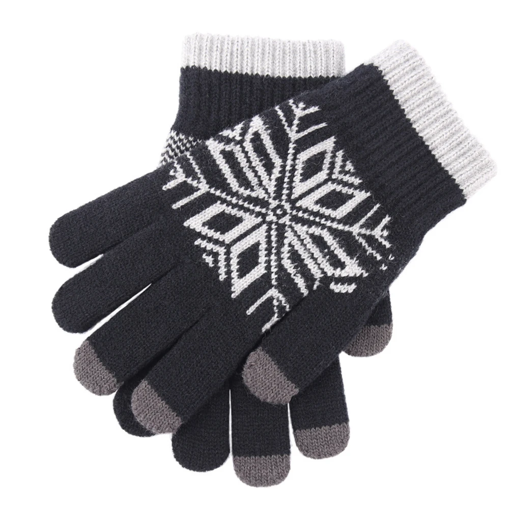 

Cashmere Touchscreen Gloves Winter Thermal Knitted Warm Black Fingerless Man for Men