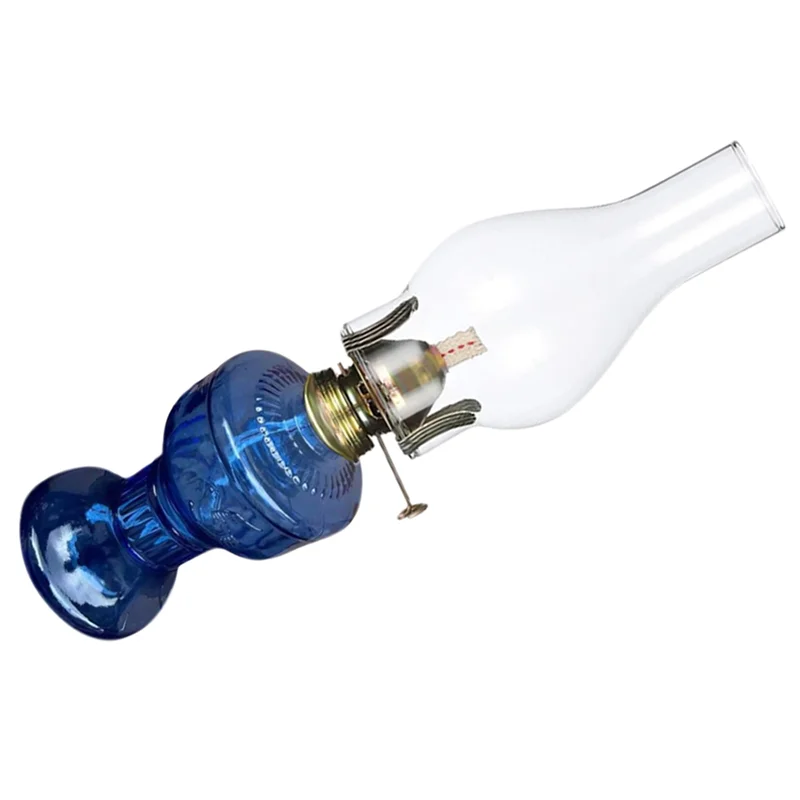 

ABFU-2X Rustic Oil Lamp Vintage Glass Coal Lamp Oil Lamps For Indoor Use Home Decor Lighting Oil Lantern Blue
