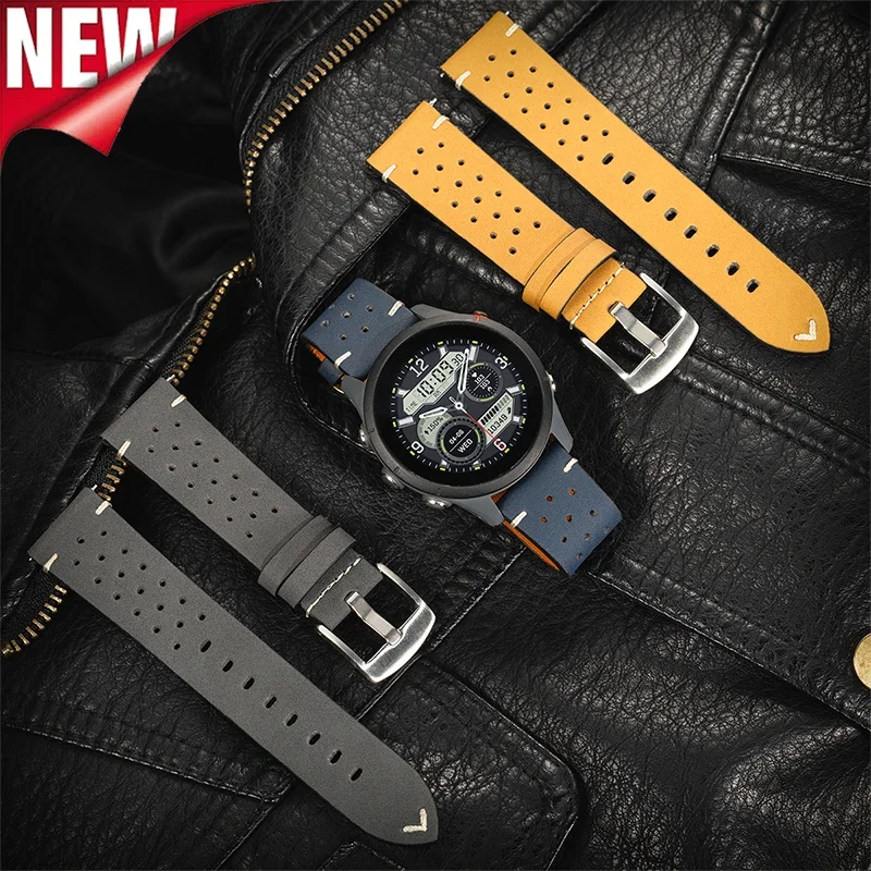 

20mm 22mm Breathe Leather Watch Strap for Samsung Galaxy Watch 7 6 5 4 40/44mm 6Classic 5Pro Band for Huawei GT5 4Pro Watchband