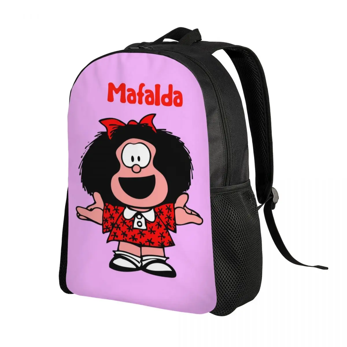 

Classic Comic Mafalda Laptop Backpack Women Men Fashion Bookbag for School College Students Quino Cartoon Bag