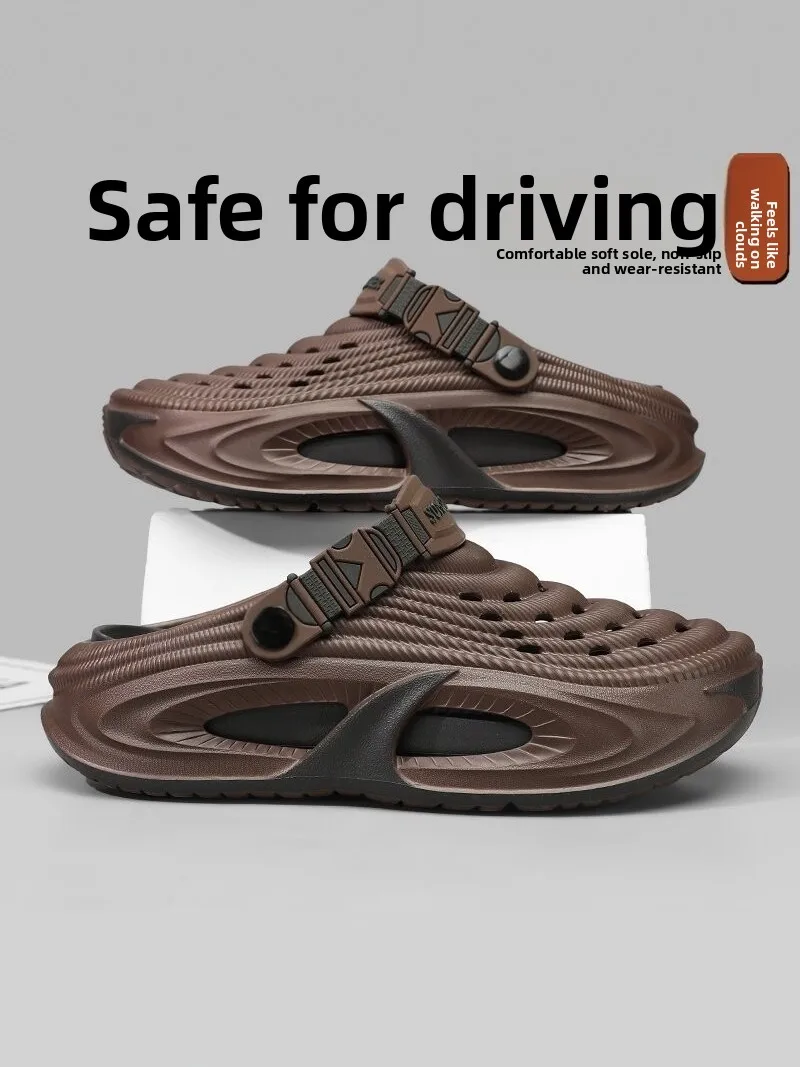 

Casual Men's Summer Outdoor Slippers Anti-Slip Driving Thong Sandals Two-Way Thick Bottom Heightening Beach Shoes