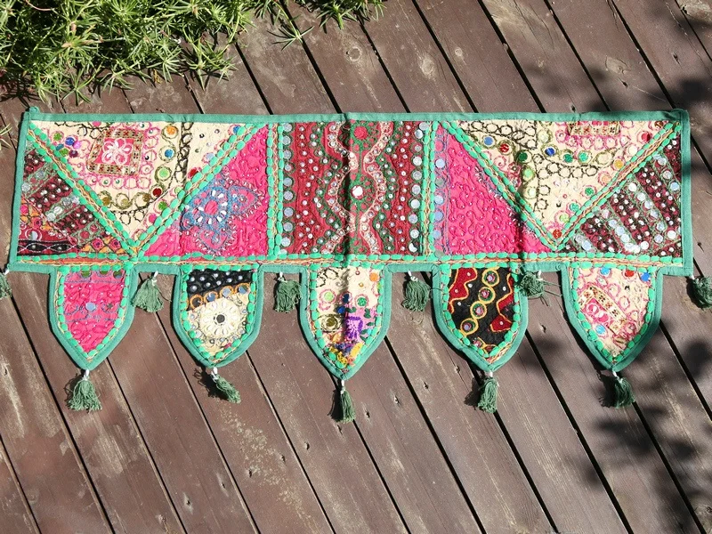 

Ретро-декор для дома: вышитая бисером занавеска в юго-восточноазиатском стиле, цветочная хлопковая ткань, дверная драпировка, индийское производство, коммерческая серия.