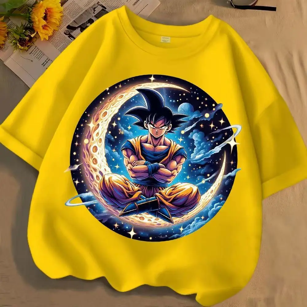 2026 New Dragon Ball Goku Starry Sky T-shirt Men Women Casual Oversized Cotton Anime Graphic Tee Streetwear Short Sleeve Tops