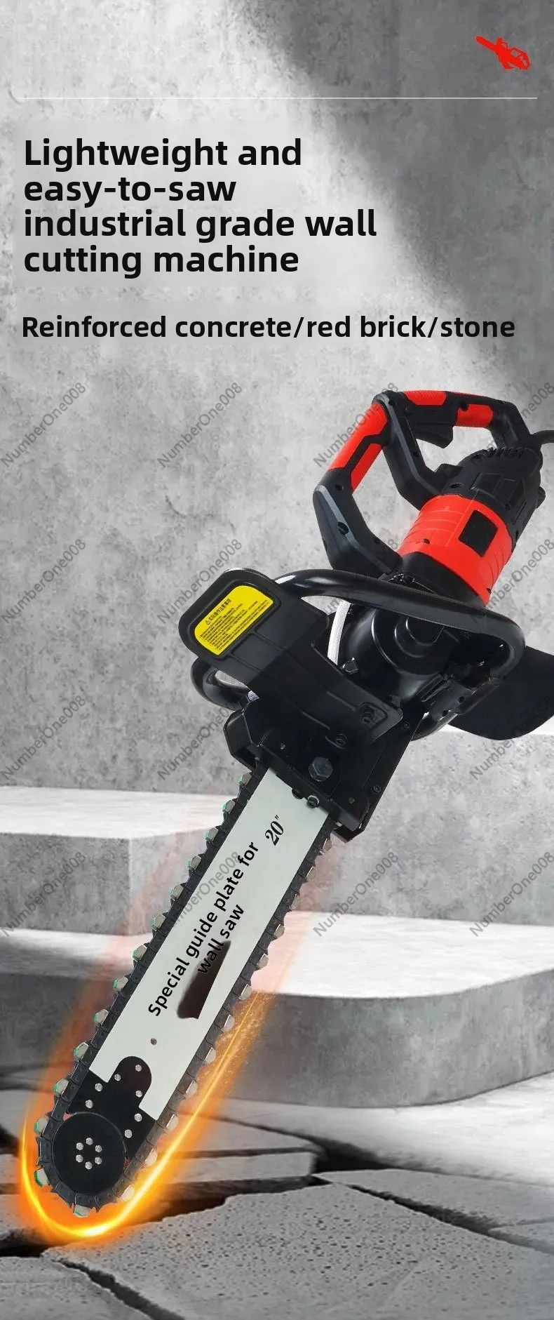 LT350/LT480 Handheld Concrete Cutter, Concrete Chainsaw, Wall Cutter 220V