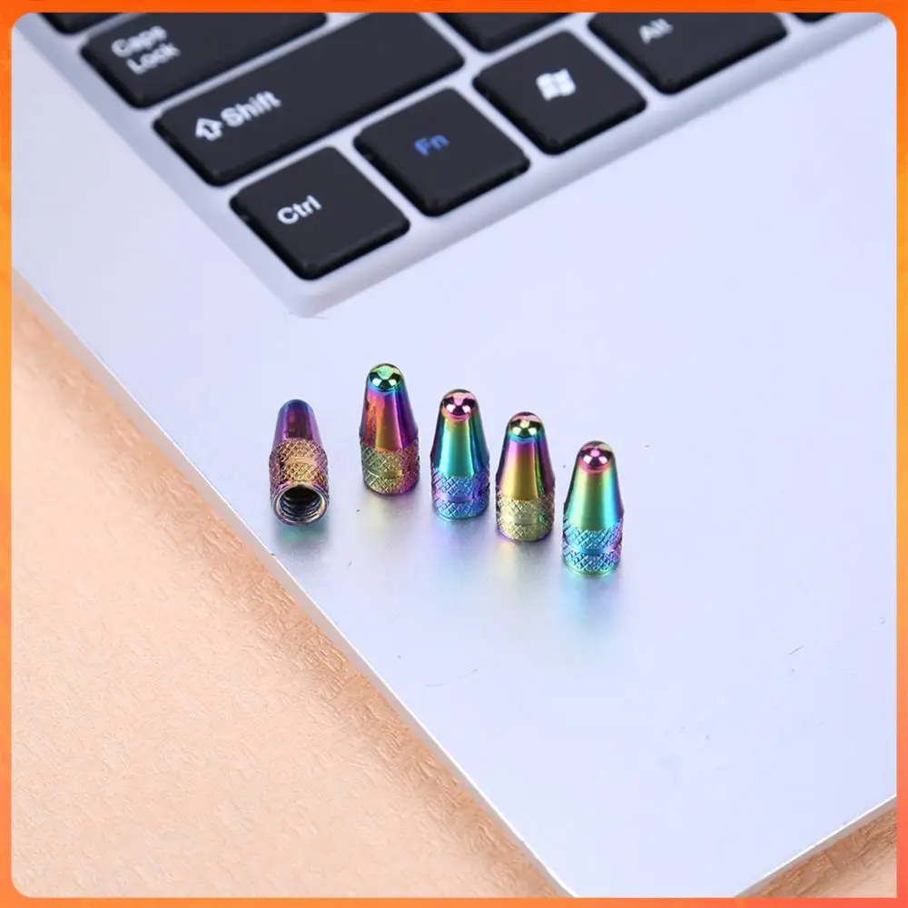 

5pcs Bike Tire Valve Stem Caps Replacement MTB Bike Wheel Valve Protector Rainbow Color Aluminum Alloy Parts for Valves