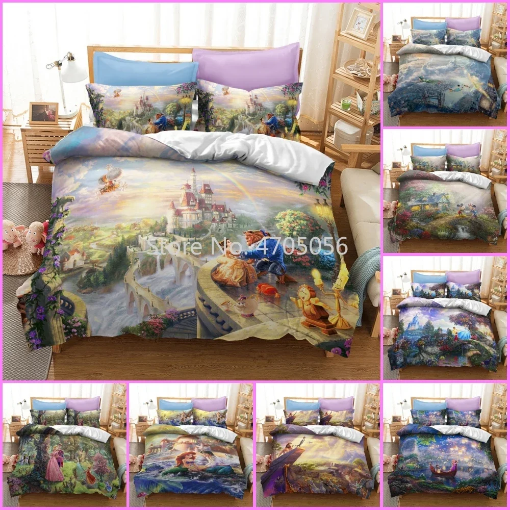 

The Little Mermaid and the Prince Bedding set Simba Mickey Minnie Quilt Duvet Cover for Kids Bedroom Linens Decor Single Size