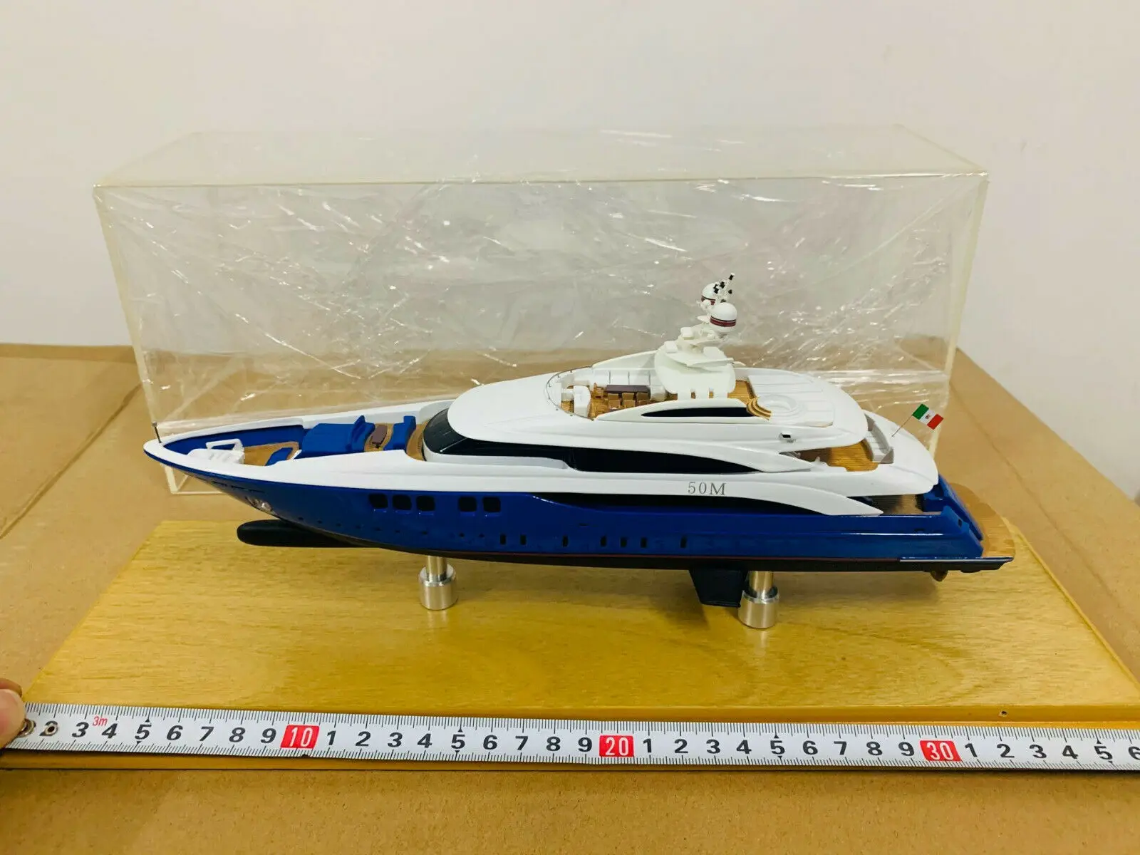 Handcrafted Yacht Boat Model Blue Boy Gift Collection Toy Model 1:160 Scale Resin Model