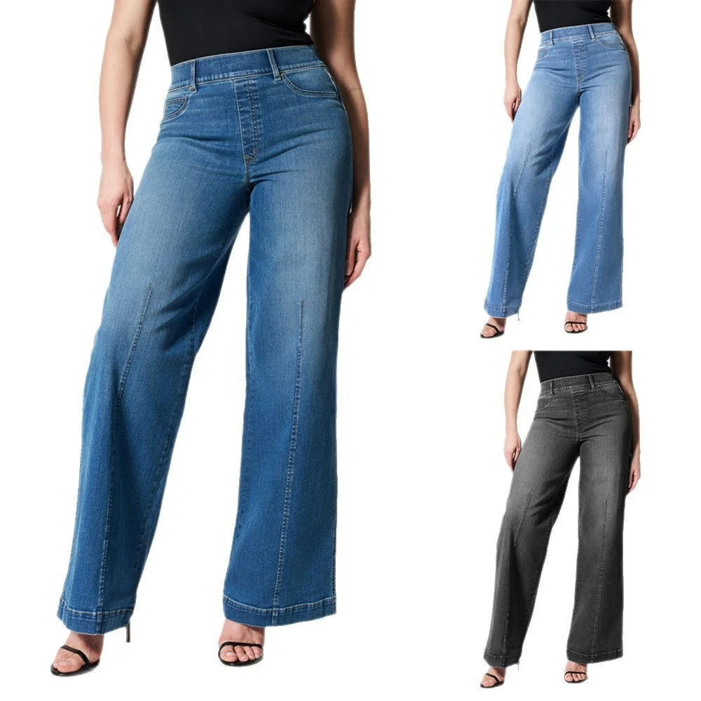 Bootcut-Jeans für Damen, niedrige Taille, gehäkelt, schmale Passform, Alternative Damen-Knöpfe vorne, Stiche, langes Qualitätsstoff