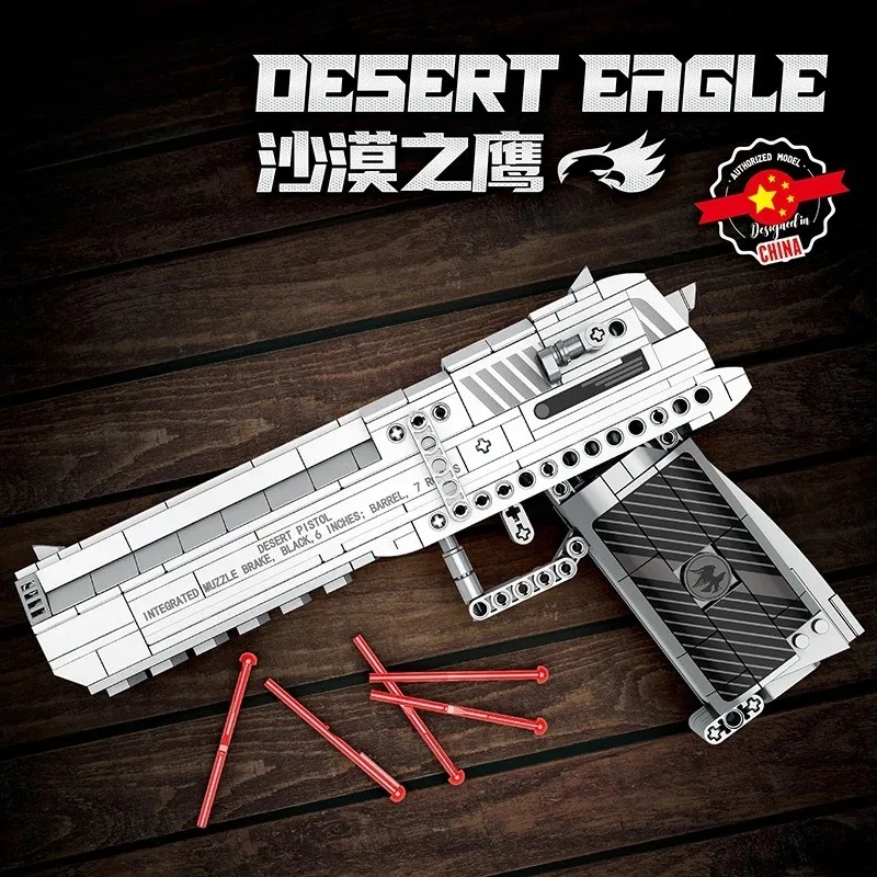 408PCS MOC Desert Eagle Gun Bausteine Militär Pistolen Serie Modell Bricks Pädagogisches Montage Spielzeug Geschenk für Jungen Erwachsene