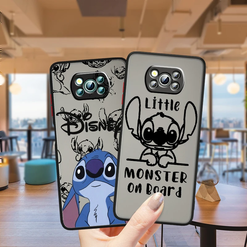 

Stitch Art Cute Disney Cartoon Frosted Translucent For Xiaomi Mi Poco X5 X4 X3 M6 M5S M5 M4 M3 F5 F4 F3 F6 Pro 5G Funda