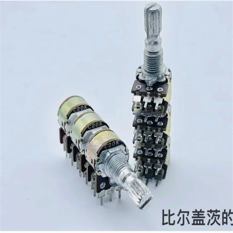 1 PCS RK12 Type 6-Joint Mixing Console Volume Adjustment Front C20K, Rear A20K × 6 Sawtooth Axis Length 20mm