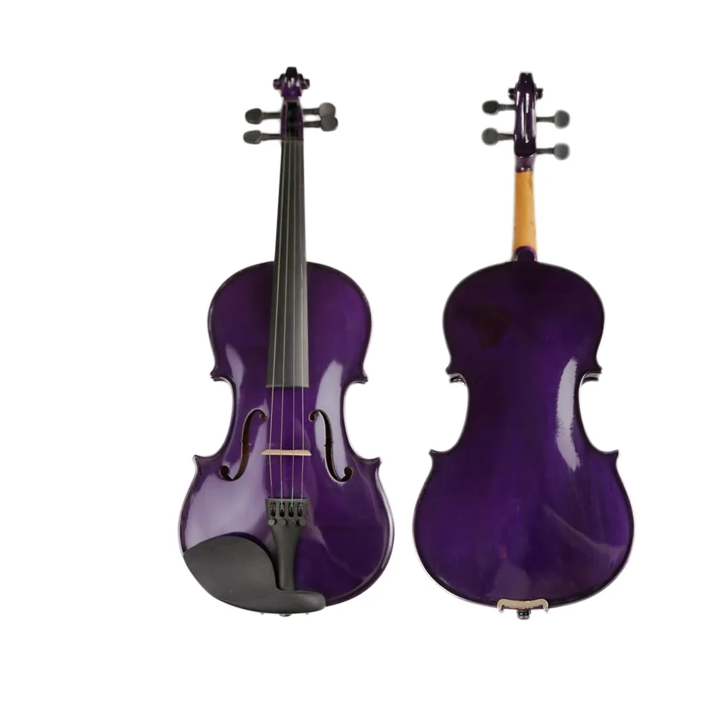 Solid Wood Violin Colorful Purple Exterior Maple Back/Side Spruce Ebony/Brazil Wood Export