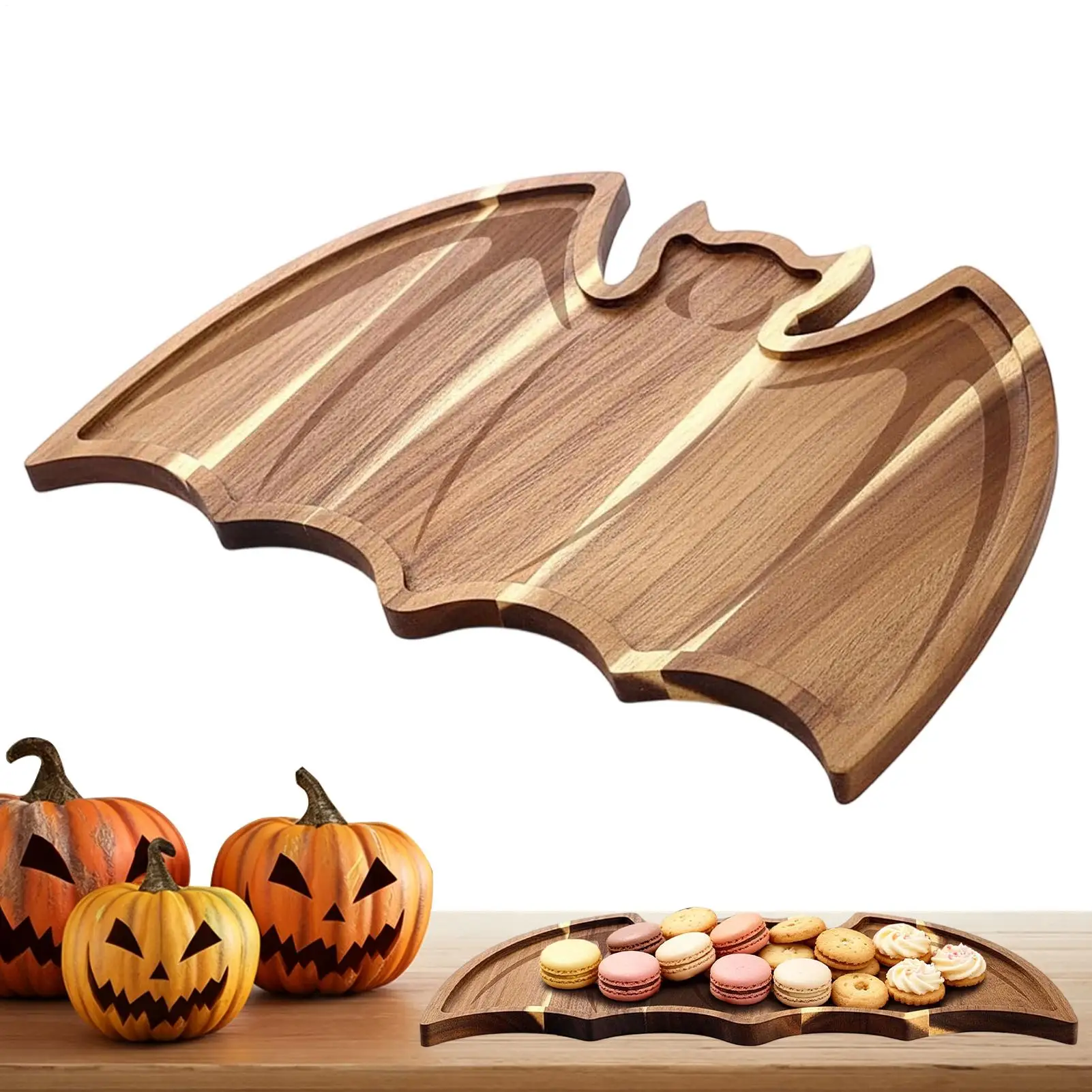 wooden food tray halloween gothic cutting plate ghost motif tabletop gift contain finger food during  party and holiday decor