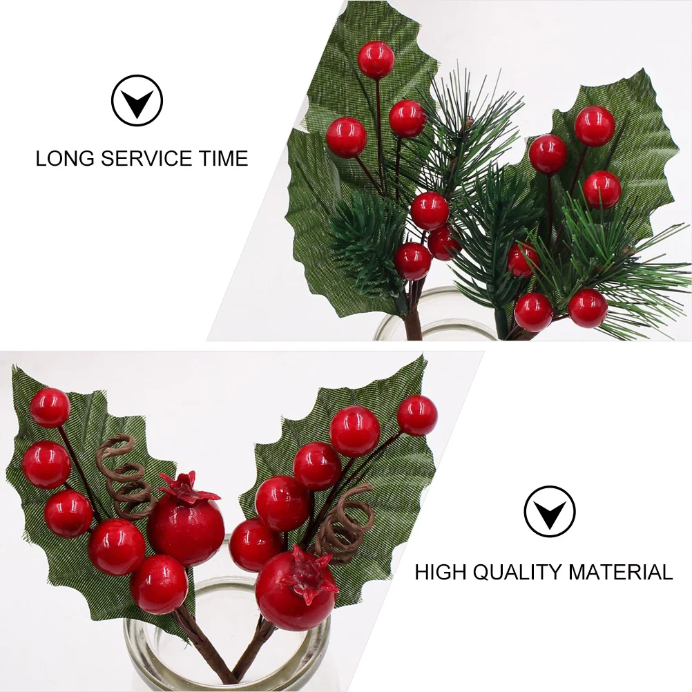 

9 pcs Simulation Berry Bouquets Red Lifelike Decorative Branches For Diy Christmas Home Wedding Party Photo Props Craft Supplies
