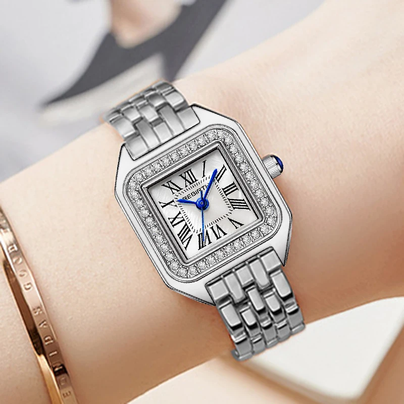 Women\'s Fashion Square Wrist Watches For Silver 2024 Luxury Brand Ladies Quartz Wristwatches High Quality Female Female Clock