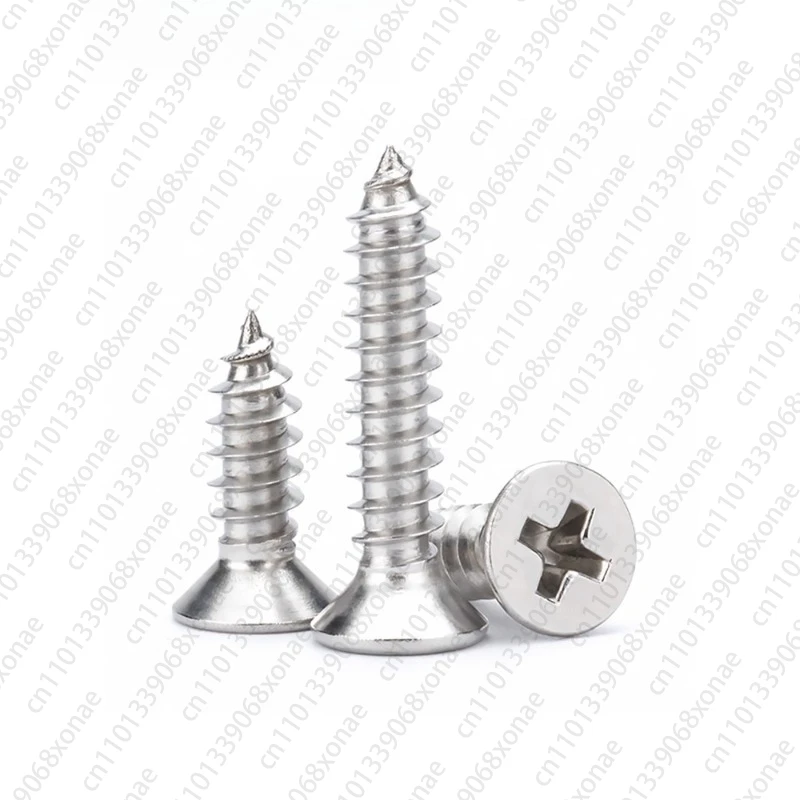 304 Stainless Steel Flat Head Tapping Screw Wood Screw Extended Cross Countersunk Head Tapping Screw