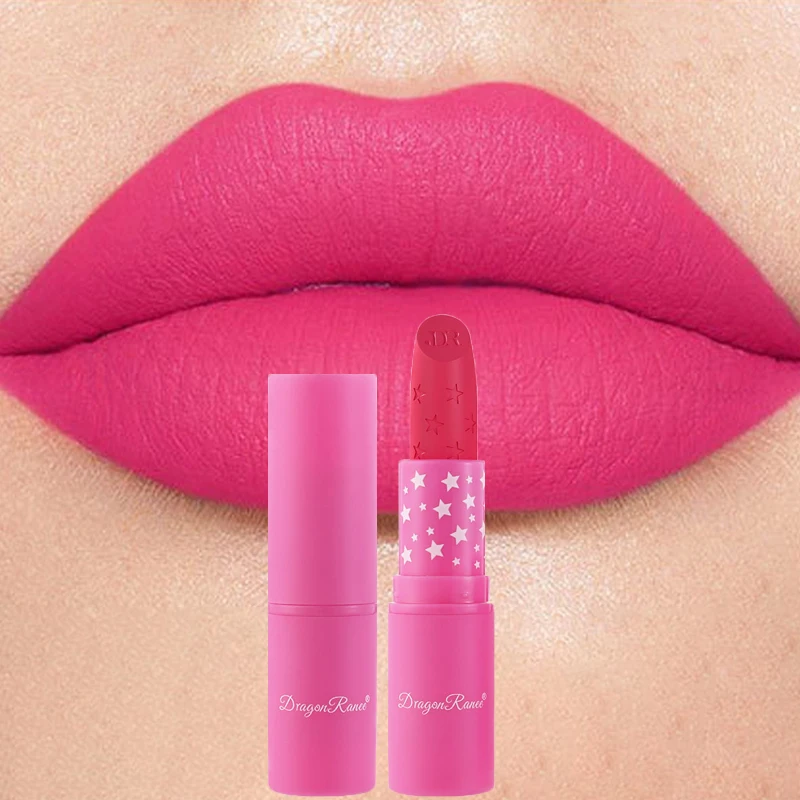 9 colores impermeable Rosa rojo terciopelo mate lápiz labial hidratante estrellas de larga duración no es fácil de decolorar tinte de labios desnudo lápiz labial negro