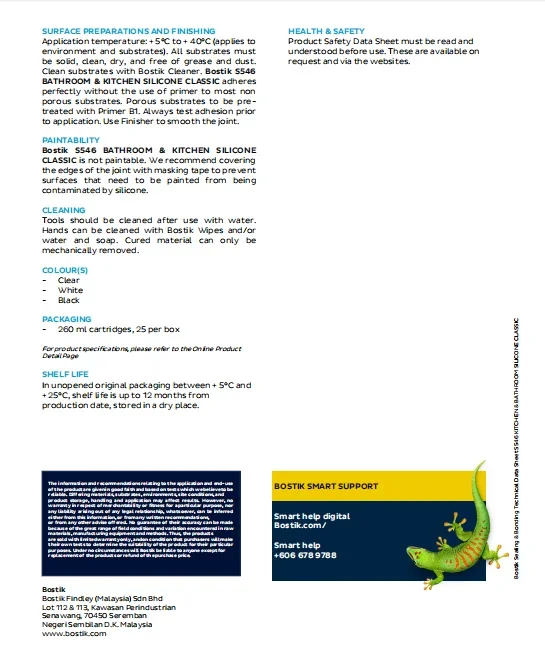 Bostik Silicone S546 Kitchen & Bathroom 260ml Sealant for Kitchen Applications