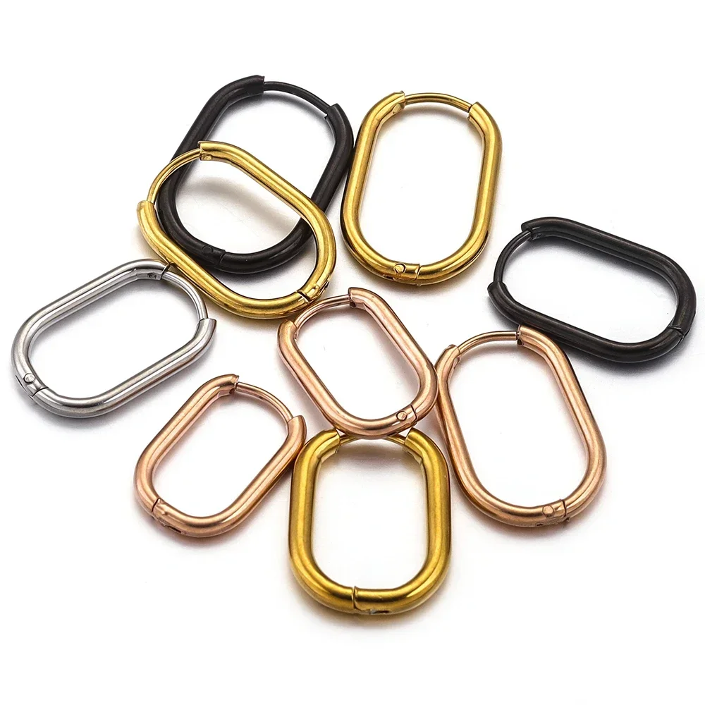 6pcs Stainless Steel Earrings Gold Plated Rectangular Hoop Findings In Women for  DIY Parts Jewelry Making Supplies Wholesale