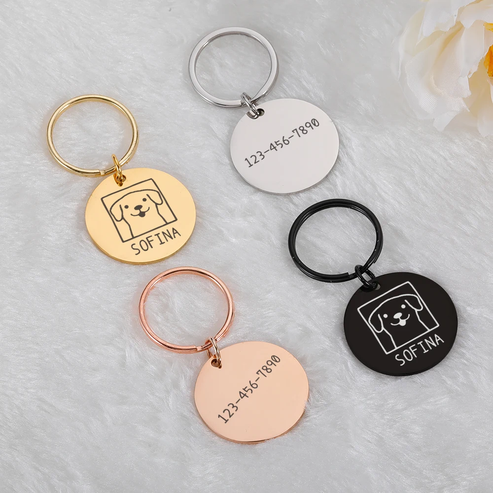 Personalized Pet Name ID Tag Anti-lost Dog Collar Tags Plates Free Engraving Dogs Cats Kitten ID Tag Nameplate Pendant for Dog